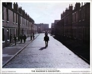 Still 1 from 'The Ragman's Daughter' showing Victoria Tennant riding a horse along Brand Street, Nottingham